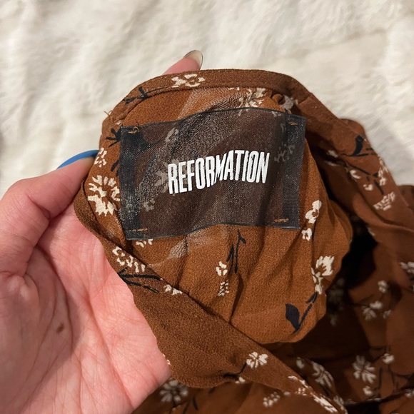 Reformation Brown Floral Mini Dress, Size Small - Picture 3 of 3